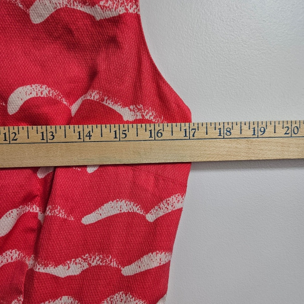 Talbots Fit & Flare Nautical Dress Women 10 Coral Sailboats Sleeveless Pockets - Picture 8 of 11